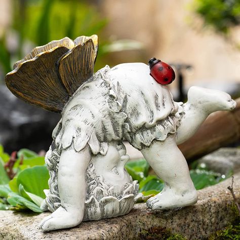 This solar flower fairy statue is very easy to install and use. simply turn on the switch and place it under the sunlight and let them charge during the day. they will automatically turn on at night to provide a warm and welcoming glow for 8-10hours. #ad #sponsored Garden Sculpture Ideas, Lawn Sculpture, Garden Accessories Decor, Whimsical Garden Decor, Garden Animal Statues, Creative Garden Decor, Solar Flower, Resin Ornaments, Outdoor Garden Statues