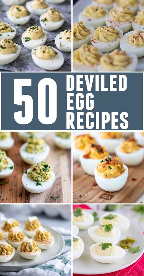 Deviled Egg lovers will go crazy over all 50 of these ways to spice up your deviled eggs. From traditional to the extreme, you'll find all kinds of ideas here! #deviledeggs #easter #eggs Deviled Egg Recipes, Jalapeno Deviled Eggs, Thanksgiving Deviled Eggs, Perfect Deviled Eggs, Deviled Egg Recipe, Southern Deviled Eggs, Easter Deviled Eggs, Deviled Eggs Recipe Easy, Keto Deviled Eggs