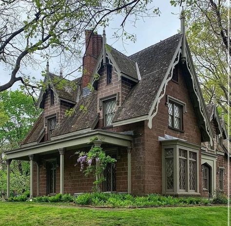 The Hermitage, located in Ho-Ho-Kus, Bergen County, New Jersey, United States, is a fourteen-room Gothic Revival house museum built in 1847–48 from designs by William H. Ranlett for Elijah Rosencrantz, Jr. Members of the Rosencrantz family owned The Hermitage estate from 1807 to 1970. The site was designated a National Historic Landmark for the excellence of its architecture and added to National Register of Historic Places in 1970. In 1971 it was added to the New Jersey Register of Hist. Places Bergen County New Jersey, Gothic Revival House, Historical Homes, Fairytale Cottage, Bergen County, Gothic Revival, Cottage In The Woods, House Museum, Gothic House