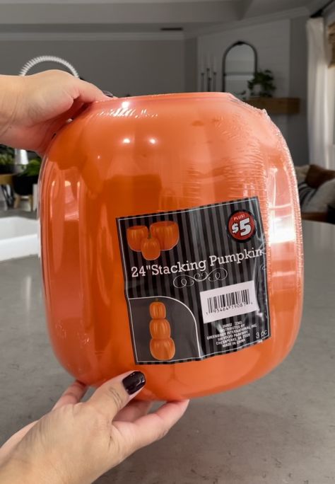 Five Below Stackable Pumpkins, Painted Stacked Pumpkins On Wood, Paint Dollar Tree Pumpkins, Dollar Store Stacking Pumpkins, Stacked Plastic Pumpkins Diy, Dollar Tree Stacked Pumpkin Crafts, Stacking Pumpkins Porch, Painted Stacked Pumpkins, Dollar Tree Stackable Pumpkin Ideas