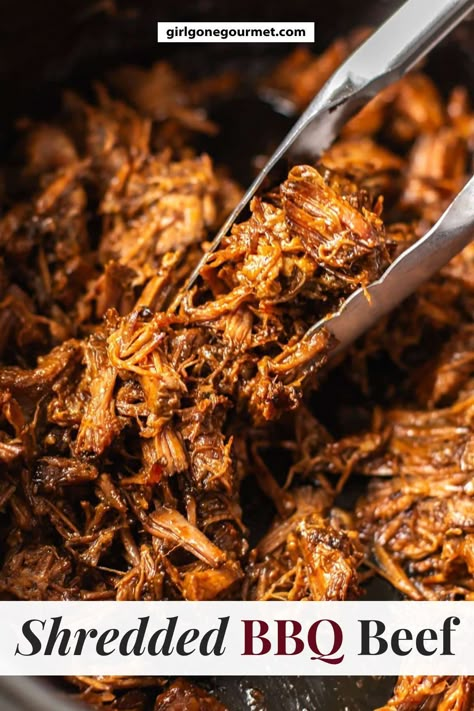 Get ready for BBQ perfection! Try this Shredded BBQ Beef – a simple, slow-cooked recipe with juicy and flavorful results. Find the recipe on my site. Italian Sandwich Sliders, Bbq Beef Crockpot, Crockpot Shredded Beef, Cooker Girl, Slow Cooker Bbq Beef, Sandwich Sliders, Shredded Beef Recipes, Eggplant Casserole, Easy Dinner Recipes For Two