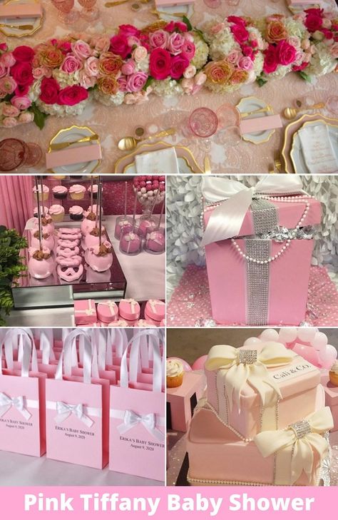 Pink Tiffany And Co Party, Tiffany Baby Shower Theme Girl, Tiffany Baby Shower Theme, Tiffany Theme Party, Pearl Baby Shower, Fancy Baby Shower, Pink Cake Pops, Tiffany Baby Showers, Tiffany Theme