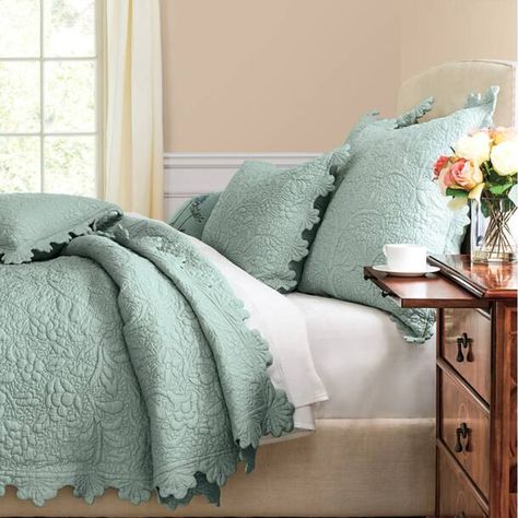 Red Barrel Studio® Natoyia Cotton Blend Quilt Set & Reviews | Wayfair Quilt Green, Cozy Up Your Home, Amity Home, Queen Bedding, Elegant Bedding, Coverlet Bedding, Ruffle Bedding, Green Quilt, Teen Bedding