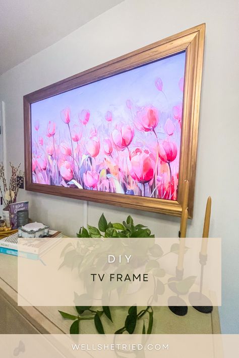 Framing Tv On Wall, Frame Around Tv, Diy Tv Frame, Build A Picture Frame, Picture Frame Tv, Picture Molding, Hidden Tv, Diy Crown, Tv Frame