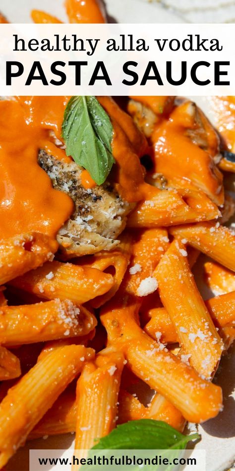 This restaurant-quality chicken penne alla vodka recipe is easy to make, healthy, and made with Greek yogurt instead of heavy cream. The penne pasta is tossed in a rich, delicious, and lightened-up tomato cream sauce and served with juicy chicken. So good, it's better than the real thing! Penne Alla Vodka With Chicken, Air Fryer Soup, Greek Yogurt Pasta Sauce, Penne Vodka Sauce, Greek Yogurt Pasta, Penne Alla Vodka Recipe, Recipe With Greek Yogurt, Healthy Salad Dressing Recipes, Blondie Recipes