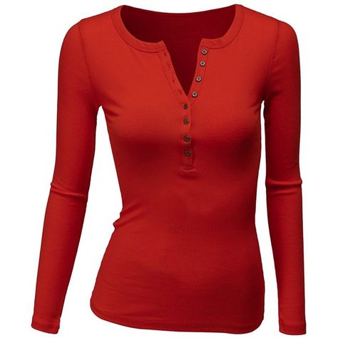 Amazon.com: Doublju Womens Long Sleeve Thermal Cotton Henley T-Shirt:... ($13) ❤ liked on Polyvore featuring tops, t-shirts, red tee, red long sleeve tee, thermal t shirt, henley t shirts and thermal tops Women's Henley, Womens Thermal, Henley T Shirt, Henley Top, Henley Shirts, Plus Size Tops, Women Long Sleeve, Black Shirt, Long Sleeve T Shirt