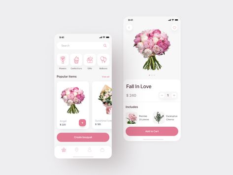 Flowers Delivery App Design by Оlga Pisareva for UKKO on Dribbble Flower Shop App Design, Florist App Design, Web Flower Design, Flowers Website Design, Flower Shop App, Delivery App Design, Flower Website, Delivery Flowers, Floral Website