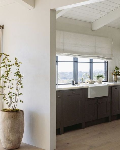 Plain English Design on Instagram: "A kitchen sink with a view across the Californian hills. Our client, @jennikayne’s, mantra is “it’s all about the detail”, words close to our heart in every element of design. Quintessentially English in design we can’t help but think how at home this kitchen looks. Photo by @amandacsanford @scottlsanford #WeArePlainEnglish" Things Paint, Portola Paint, Ivory Paint, Plaster Paint, Paint Fireplace, Plain English, Lime Paint, Piano Room, Beach Wood