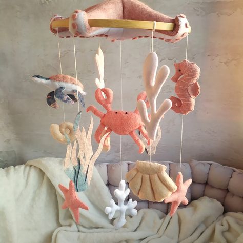 Nursery Baby Mobile,ocean Sea Baby Crib Mobile,turtle Starfish Crab Baby Mobile,sea Animals Mobile,nautical Baby Mobile,baby Girl Boy Mobile - Etsy Ocean Baby Rooms, Sea Nursery Theme, Ocean Mobile, Ocean Themed Nursery, Boy Mobile, Sea Nursery, Dream Nursery, Mermaid Nursery, Baby Room Themes