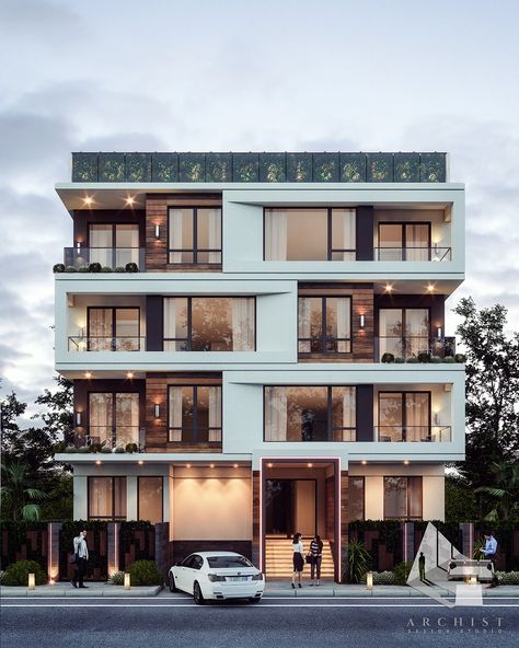 Apartment Exterior Design, Small Apartment Building Design, Apartment Facade, Residential Architecture Apartment, Small Apartment Building, Apartments Exterior, Apartment Exterior, Facade Architecture Design, Residential Building Design