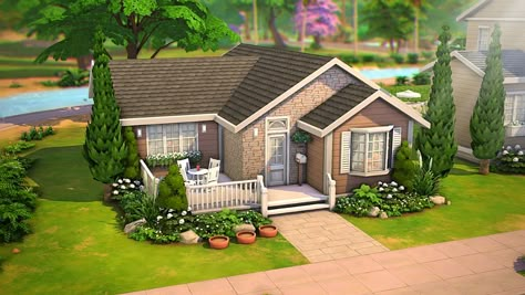 Home The Sims 4, Gray Living Room Design, Interrior Design, Sims 4 House Ideas, Sims 4 Kitchen, Play Sims 4, Small House Layout, Minecraft Cottage, Sims 4 House Building