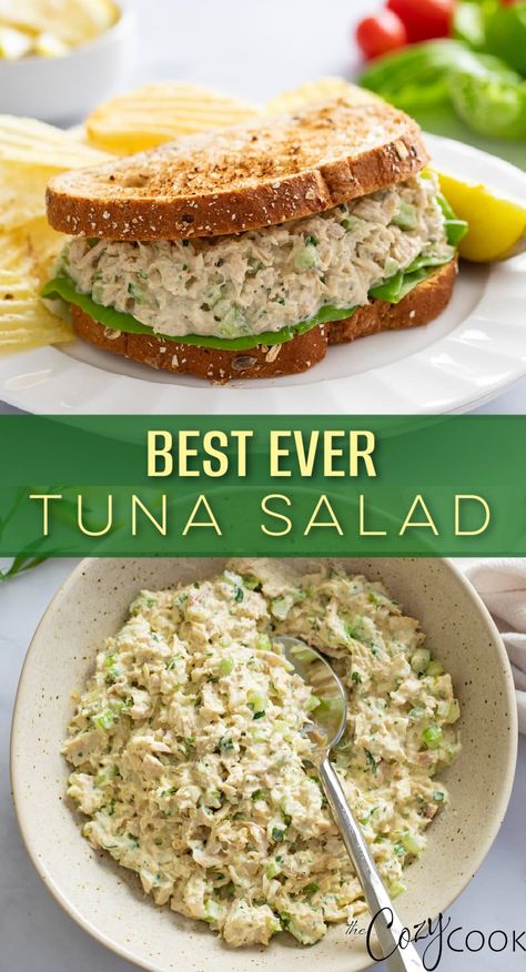 Tuna Party Sandwiches, Tuna Salad For Sandwiches, Crunchy Tuna Salad, Tuna Salad With Dill Relish, Sweet Tuna Salad Recipe, Lemon Dill Tuna Salad, Shredded Fish Recipes, Best Tuna Salad Recipe Healthy, Tuna Chicken Salad