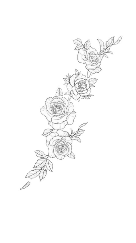 Rose Leg Sleeve Tattoo Women, Leg Tattoos Outline, Poppy Tattoo Thigh, Rose Shadow Tattoo, Rose With Name Tattoo Design, Rose Vine Back Tattoo, Rose Vine Leg Tattoo, Rib Rose Tattoos For Women, Cherry Blossom And Rose Tattoo