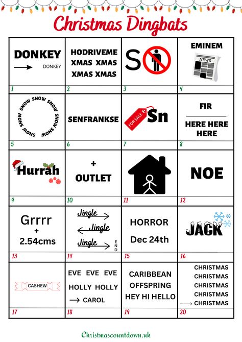 christmas dingbats Winter Rebus Puzzles, Christmas Games For Staff Party, Christmas Brain Teasers For Kids, Christmas Word Games For Adults, Christmas Rebus Puzzles Free Printable, Christmas Online Games, Christmas Rebus Puzzles With Answers, Christmas Brain Teasers For Adults, Christmas Dingbats With Answers