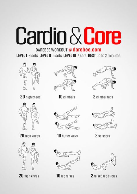 Darebee Workout, Core Workout Gym, Workout Man, Cardio At Home, Abs Workout Video, Cardio Workout At Home, Gym Workout Chart, Gym Cardio, Abs And Cardio Workout