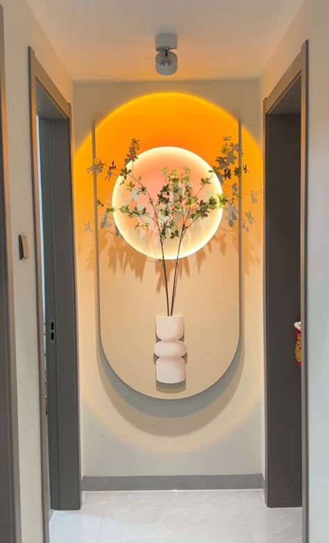 Passage Designs For Home, Passage Ideas For Home, Passage Design Interiors, Passage Wall Decor Ideas, Home Entrance Decor Luxury, Office Entrance Wall Design, Entrance Passage Design, Passage Wall Design, Ruangan Studio