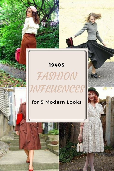 Considering 1940s fashion influences are usually described as  being that of drab colors, functional cuts and all-around limited creativity  due to wartime restrictions and military style, you probably think I’m crazy to  call the ’40s an era that “rocked.” Late 1940s Fashion Women, Modern 1940s Fashion, 40s Style Outfits, 40s 50s Fashion For Women, Modern 1940s Style, 1940s Inspired Outfits, Dress In Your 40s What To Wear, 1940s Everyday Fashion, 1940s Fashion Women Outfits Vintage 40s Style