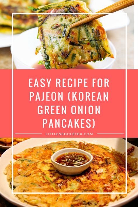 Pa Jeon Recipe, Korean Pankace Recipe, Pajeon Recipe Korean Pancake, Korean Jeon Recipe, Easy Korean Pancake Recipe, Green Onion Recipes, Korean Green Onion, Pajeon Recipe, Green Onion Pancake Recipe