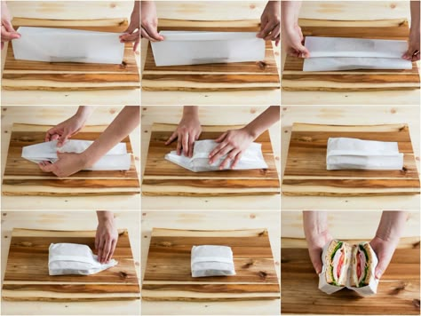 After talking to a dozen experts about how to build the best sandwich, I decided it was high time I learned how to wrap them, too. Turns out it's crazy easy and crazy handy—with a few basic folds and turns, you'll have a sandwich that'll keep its shape and hold all your carefully arranged ingredients in place, whether you're going on a picnic, packing a lunch box, or taking a road trip. Sandwich Packaging, Eating On The Go, Bread Packaging, Deli Style, Better Eating, Nice Recipes, Bakery Packaging, How To Wrap, Picnic Ideas