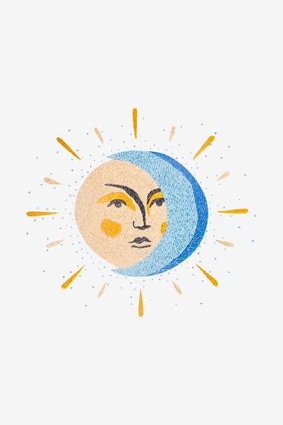 Moon & Sun - DMC Arte Yoga, Free Embroidery Patterns, Sun Pattern, Desain Editorial, Soyut Sanat Tabloları, Embroidery Patterns Vintage, Embroidery Patterns Free, Arte Inspo, Moon Sun