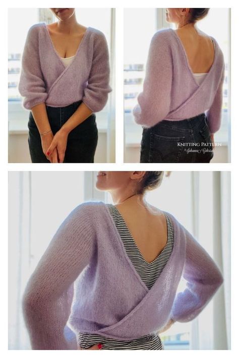 May 10, 2024 - This Pin was discovered by KnittingPattern. Discover (and save!) your own Pins on Pinterest Knitting Pattern Wrap Top, Lightweight Sweater Knitting Patterns, Ballet Sweater Pattern, Ballerina Wrap Top Knitting Pattern, Knit Wrap Sweater Pattern, Ballet Knitwear, Ingenue Fashion, Beginner Knit Sweater, Mohair Knitting Patterns