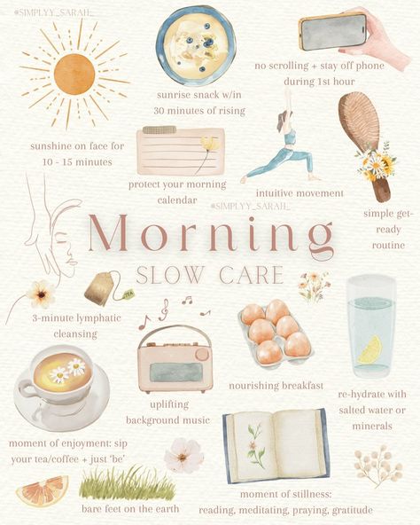 Not a morning checklist, but rather some simple ideas to help you slow down and care for your mind + body first thing in the AM ☀️ I find… | Instagram Morning Self Care Aesthetic, Morning Self Care Routine, Morning Selfcare, Selfcare Day, Self Care Saturday, Gentle Stretches, Products Recommendations, Girl Therapy, Self Care Day