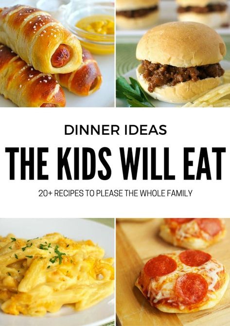 20+ Dinner Ideas the Kids Will Love Kid Dinners, Easy Dinners For Kids, Picky Eaters Dinner, Dinner Ideas For Kids, Kid Meals, Kids Dinner, Picky Eaters Kids, Kid Friendly Recipes, Easy Meals For Kids