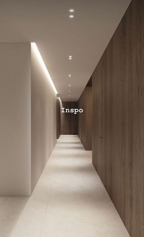 Stair Hallway Lighting, Modern House Lighting Interior, Corridors Design Home, Led Hallway Lighting, Modern House Lighting, Apartment Corridor, Lighting Hallway, Hidden Lighting, Corridor Design