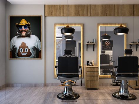 DUBAI GENTS SALON DESIGN LA MEISSA INTERIORS LLC ,0557327486 Barbershop Design Interior, Greaser Hair, Barber Shop Interior, Barbershop Design, Beauty Parlour, Salon Interior Design, Beauty Parlor, Salon Design, Shop Interior