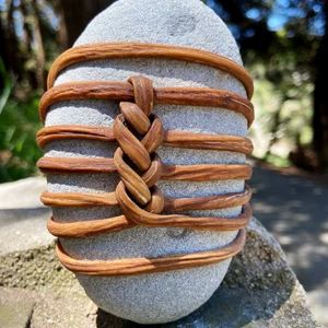 Achievement Stone - XL, Zen Rock Wrap, Meditation Stone, Kelp Fiber Wrapped Rock Rock Painting Ideas For Garden, Wrapping Rocks, Japanese Basket, Rock Wrapping, Wrapped Rocks, Northern California Coast, Zen Rock, Rock Hunting, Rock Types