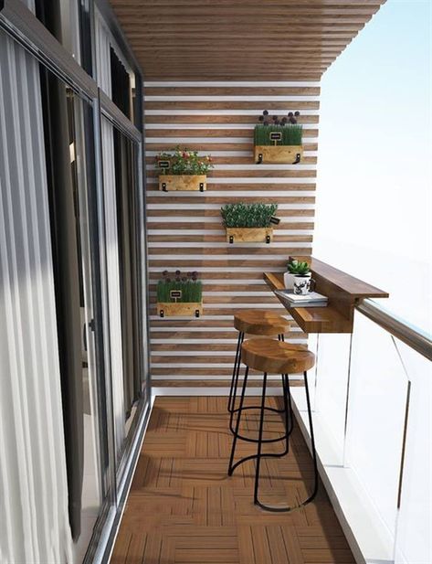 Solution Ideas for Small Balcony: Wall Planter - Unique Balcony & Garden Decoration and Easy DIY Ideas Balcony With Plants, Balcon Mic, Small Apartment Balcony Ideas, Balkon Decor, Balcony Design Ideas, Balcony Decoration, Balcony Bar, Small Balcony Garden, Small Balcony Design