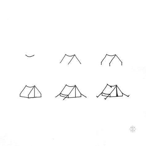 Simple Tent Drawing, Tent Tattoo Simple, Tent Doodle, Hike Tattoo, Tent Tattoo, Tent Drawing, Camping Drawing, Hiking Tattoo, Camping Tattoo