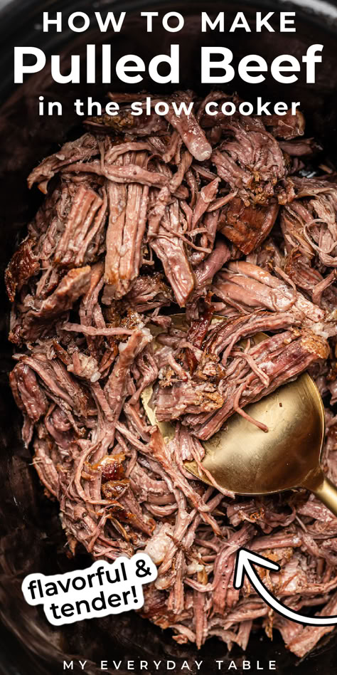 pulled beef Slow Cook Shredded Beef, Rump Roast Crock Pot Recipes Bbq Shredded Beef, Hot Beefs In Crockpot, Pull Beef Slow Cooker, Easy Meat Crockpot Recipes, Best Beef Crockpot Recipes, Slow Cooked Pulled Beef, Pulled Roast Beef Crockpot, Shredded Beef In Crockpot