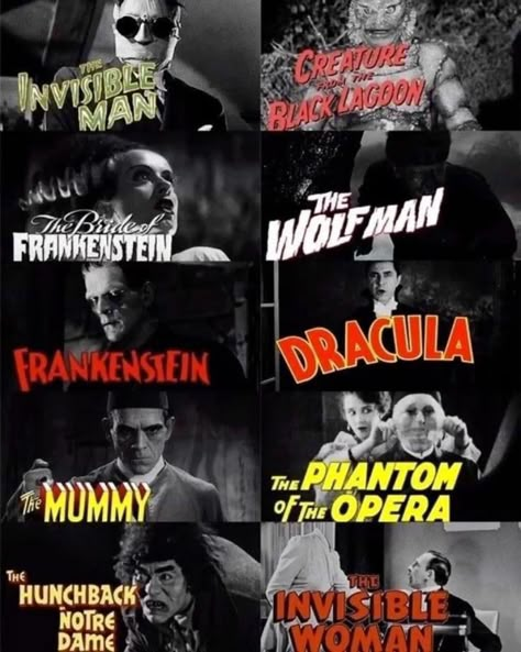 Horror Typography, Universal Monsters Art, Hollywood Monsters, Universal Horror, Old Horror, Movie Nerd, Monster Movies, Creepy Images, Spooky Movies