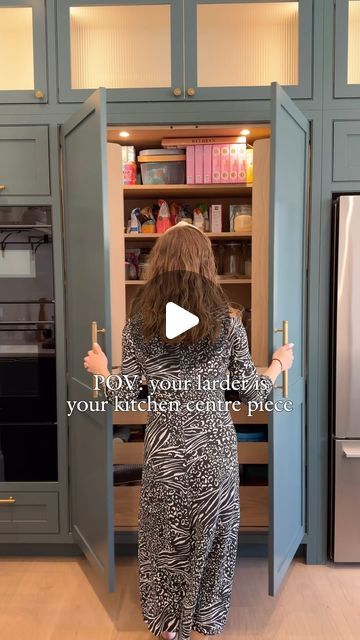 Kitchens By Holloways on Instagram: "When your larder is what you show off to friends about… #interiors #bespokekitchen #madeinengland #pantry #larder @emilypickettdesign" Pantry Behind Kitchen Wall, Pantry Larder, Kitchen Larder Cupboard, Kitchen Larder, Larder Cupboard, Pantry Wall, Diy Advent Calendar, Kitchen Reno, Kitchen Wall