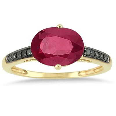 2.00 Carat Ruby and Black Diamond Ring in 10K Yellow Gold Heart Halo Ring, Latest Jewellery Trends, Diamond Fashion Rings, White Gold Set, Stylish Rings, Black Diamond Ring, Yellow Gold Setting, Black Diamonds, Rings Cool