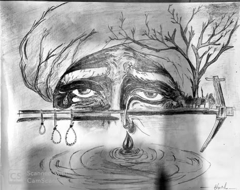 Farmer pencil art Eye Donation Poster Creative, Eye Donation Poster, No Farmer No Food, Save Water Drawing, Save Earth Drawing, Save Water Poster Drawing, Farmer Painting, Save Water Poster, Pencil Arts