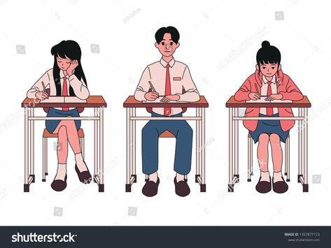 Students sitting at the desk and taking classes. hand drawn style vector design illustrations. #Ad , #SPONSORED, #classes#hand#desk#Students Sitting In School Reference, Sitting On School Desk Pose, Art Reference Poses School, School Class Drawing Reference, Sitting In Classroom Reference Drawing, Someone Sitting At A Desk Drawing, Students Sitting In Classroom Drawing, School Desk Illustration, School Classroom Drawing Reference