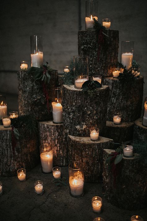 Winter Wonderland Wedding in Knoxville | Kristin & Chad - The Pink Bride Dark Wedding Theme, Forest Theme Wedding, Rustic Wedding Decorations, Viking Wedding, Enchanted Forest Wedding, Pink Bride, Dark Wedding, December Wedding, בר מצווה