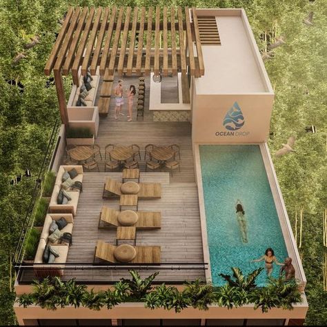 Pool Rooftop Design, Pool On Rooftop House, Rooftop Deck With Pool, Rooftop Terrace Design With Pool, Swimming Pool Designs Terrace, Rooftop Swimming Pool Designs, Rooftop Terrace With Pool, Swimming Pool On Rooftop, Roof Top Swimming Pool Home