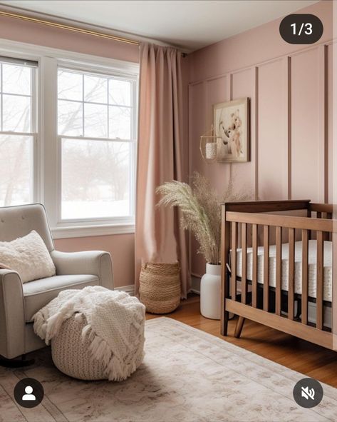 Pink Brown Nursery, Sashay Sand, Vintage Toddler Rooms, Pink Toddler Rooms, Nursery Dark Furniture, Pink Nursery Room, Pink Baby Nursery, Brown Crib, Pink Baby Room