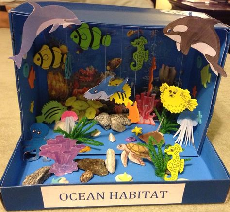 "My" first grade project: Ocean habitat Diorama. Ecosystems Diorama, Ocean Diorama, Diorama Kids, Ecosystems Projects, Habitats Projects, Ocean Habitat, Ocean Projects, Ocean Ecosystem, الفن الرقمي