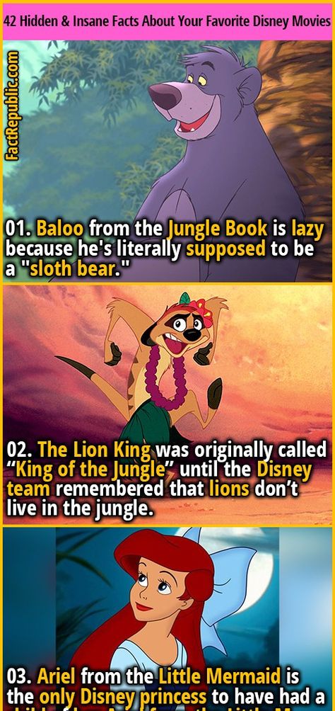 42 Completely Hidden & Insane Facts About Your Favorite Disney Movies | Fact Republic Dark Disney Theories Videos, Disney Dark Secrets, Hidden Disney Secrets, Disney Secrets In Movies, Cartoon Theories, Disney Movie Trivia, Dark Disney Art, Birth Education, Sloth Bear