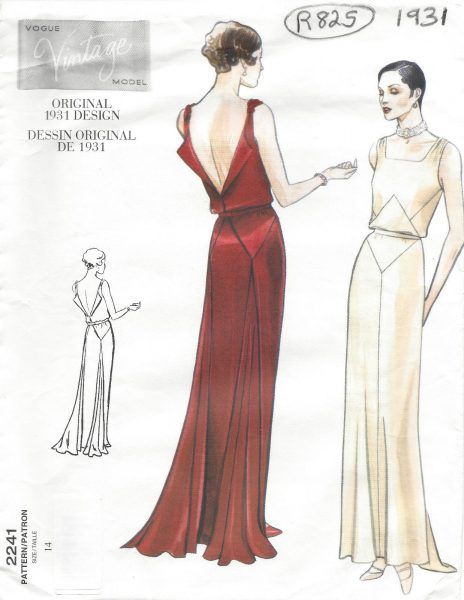 1931-Vintage-VOGUE-Sewing-Pattern-B36-DRESS-R825-262637002239 Evening Gown Pattern, Backless Evening Gowns, Vintage Vogue Sewing Patterns, Patron Vintage, Vogue Vintage, Vestidos Retro, Women's Sewing Pattern, Vintage Dress Patterns, Vogue Sewing