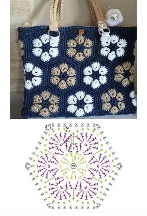 Crochet African Flowers, Tote Crochet, Free Crochet Bag, Crochet Bag Pattern Free, Crochet Motif Patterns, Pola Amigurumi, Bunny Crochet, Crochet Handbags Patterns, Crochet Granny Square