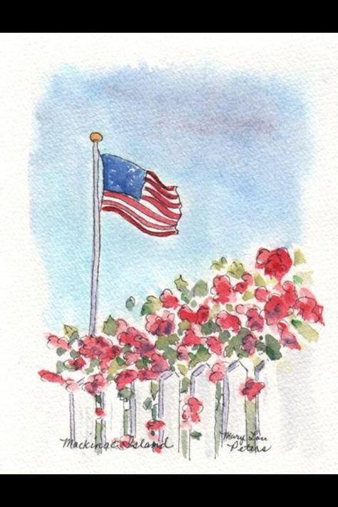 Fourth Of July Watercolor Painting, Patriotic Watercolor Art, 4th Of July Watercolor Paintings, American Flag Watercolor Painting, Fourth Of July Watercolor, 4th Of July Watercolor, Patriotic Watercolor, American Flag Drawing, Lilly Prints