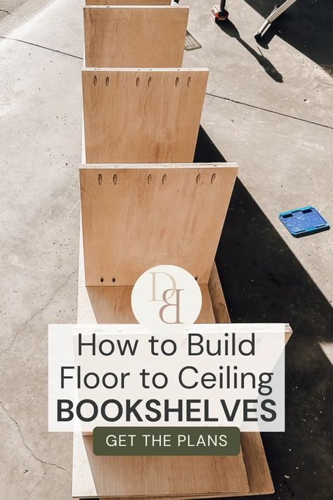 Learn how to make DIY floor to ceiling bookshelves. This easy to follow bookshelf wall tutorial lays it all out for you and makes the process easy. Save money and DIY your own built in bookcase. Diy Built In Bookshelf Wall, How To Build Built In Shelves, Floor To Wall Bookshelf, Bookshelf Built Into Wall, Cube Organizer Bookshelf Ideas, Diy Book Case Wall, Diy Floor To Ceiling Bookcase, Diy Wall To Wall Bookshelves, How To Make A Bookshelf Diy