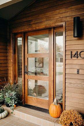 Front Door 3 Panel, Custom Made Front Door, Modern Wood Exterior Door, Wooden Front Doors Modern, Glass Front Door Ideas Modern, Contemporary Double Front Entry Doors, Interior Wood Doors Modern, Full Light Front Door, Clear Front Door