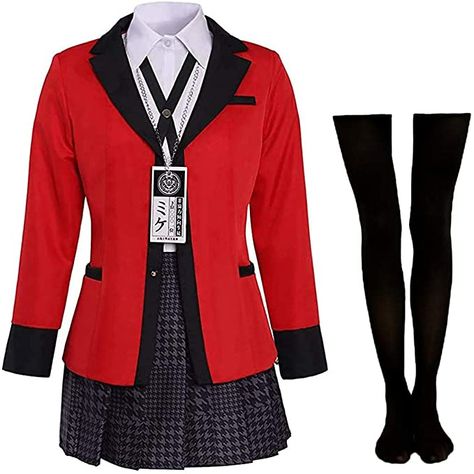 Yumeko Costume, Anime Yumeko, Yumeko Jabami Cosplay, Kakegurui Cosplay, Anime Kakegurui, Jabami Yumeko, Cartoon Costumes, Striped Stockings, Anime Halloween