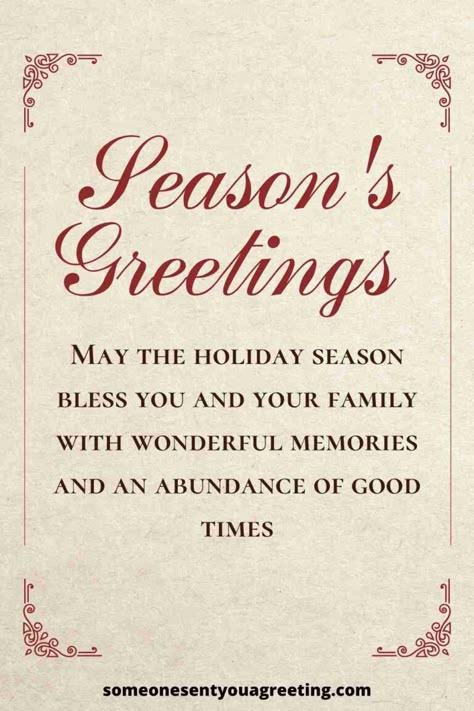 Wish someone a happy holidays and Season's Greetings with these Sason's Greetings messages and wishes for friends, family and more | #holidays #christmas #xmas #greetings Compliments Of The Season Wishes, Seasonal Greetings Card, Compliments Of The Season Greetings, Happy Holiday Greetings, Christmas Wishes For Family And Friends, Happy Holidays Quotes Inspiration, Message For Christmas Card, Christmas Greetings Messages Families, Holiday Greetings Messages Sayings